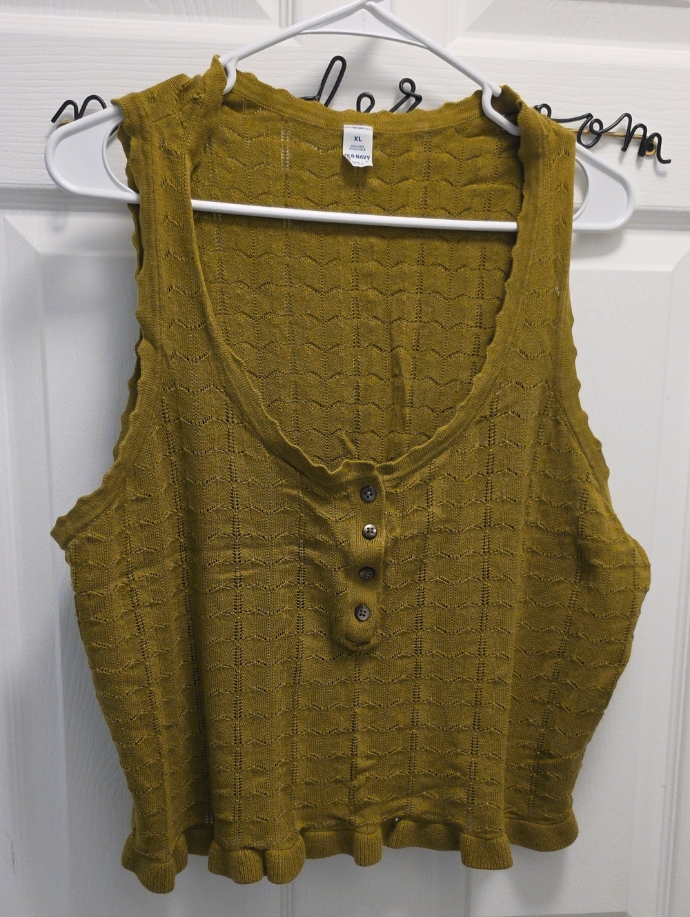 Old Navy XL Womens Olive Green Crochet Button Front Tank